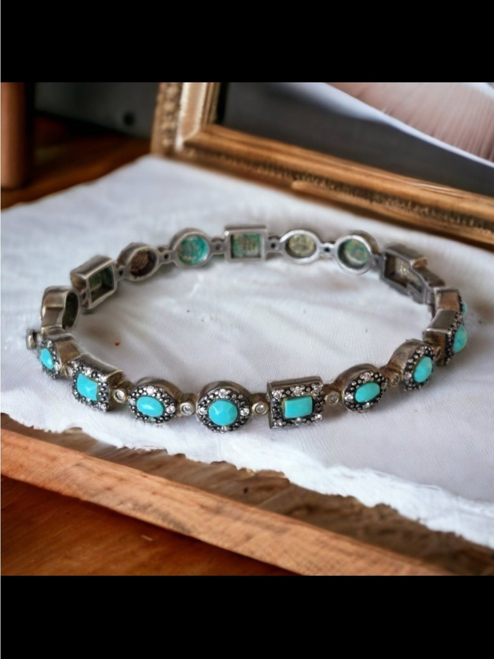 Sterling silver sleeping beauty hinged bracelet